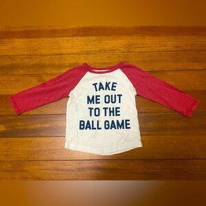 Peek White Tee w Red Raglan Sleeves & Navy Baseball Graphic Size 18-24 Months